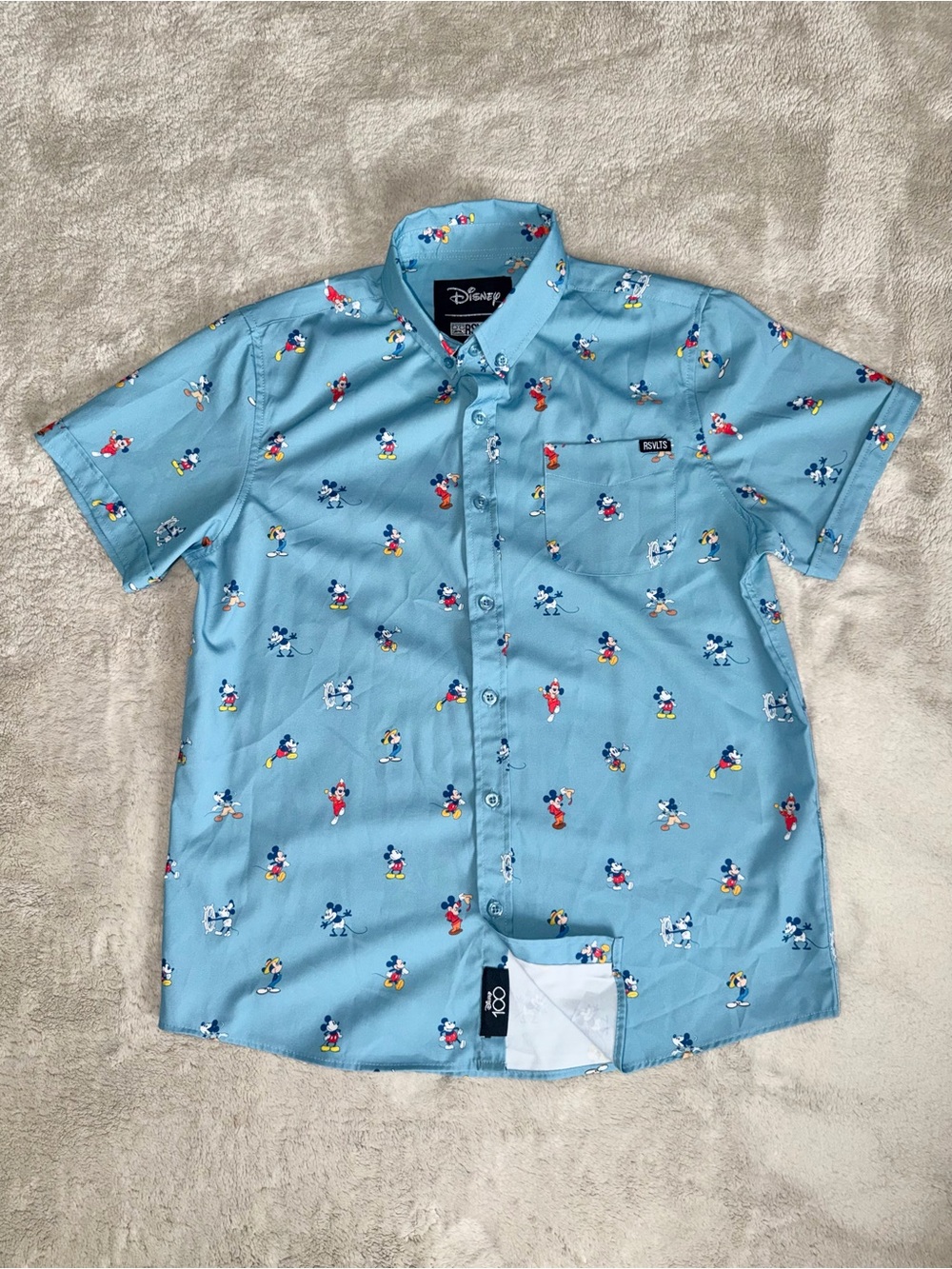 RSVLTS Disney 100 “Lil Mickeys” Limited Edition Boys XL Button Down Shirt Blue